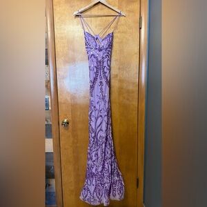 Alyce Paris Lavender Embellished Maxi Dress